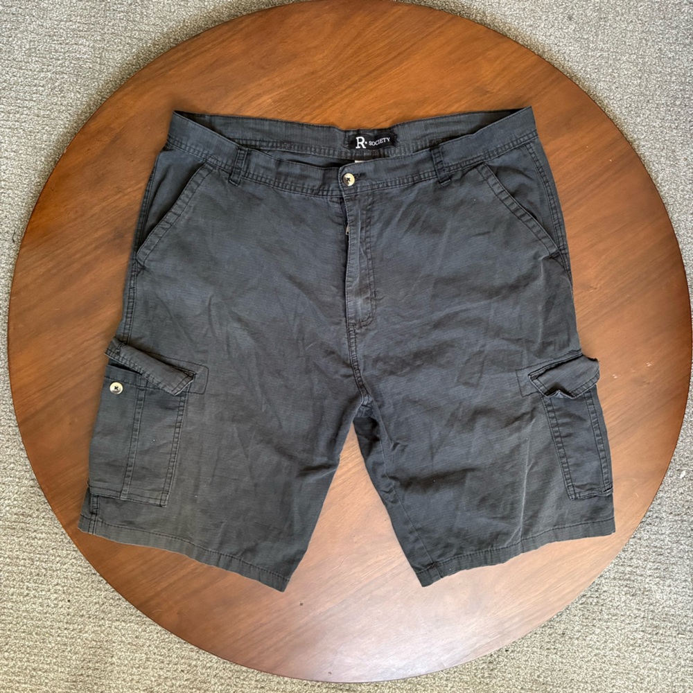 Society Charcoal Gray Shorts Men's Size 38" Casual Baggy 100% Cotton